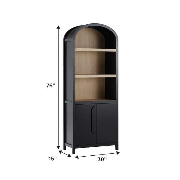 dimension image slide 0 of 2, Middlebrook Designs 3 Shelf Open Arched Bookcase Cabinet