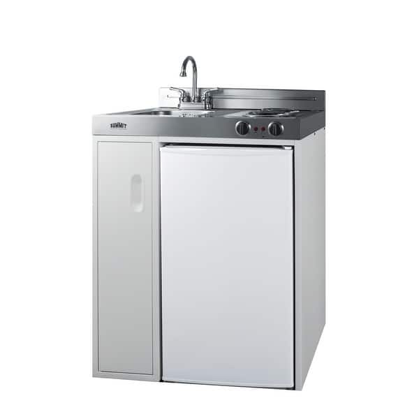 Shop Summit C30el 30 Inch Wide All In One Kitchen Unit Refrigerator Freezer Stain Stainless Steel Overstock 21530699