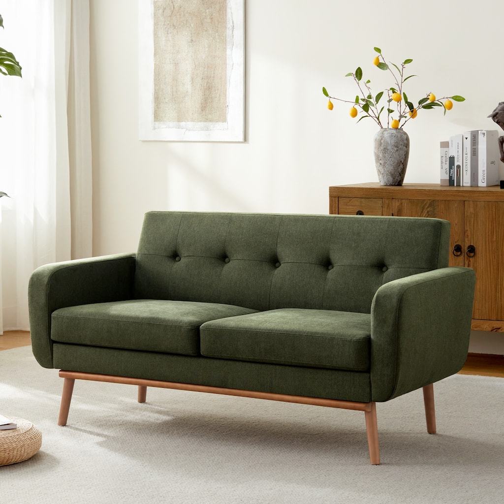 HUIMO Sofa Couch for Two People Tufted Fabric Upholstered Sofa