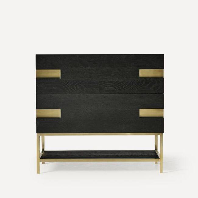 Robern CVSE36D Craft Series 36" Single Free Standing Vanity Cabinet - Matte Black Oak with Aged Brass
