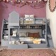 preview thumbnail 32 of 38, Full-Over-Full Castle Style Bunk Bed with 2 Drawers 3 Shelves and Slide - Pink