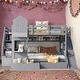 preview thumbnail 21 of 38, Full-Over-Full Castle Style Bunk Bed with 2 Drawers 3 Shelves and Slide Gray