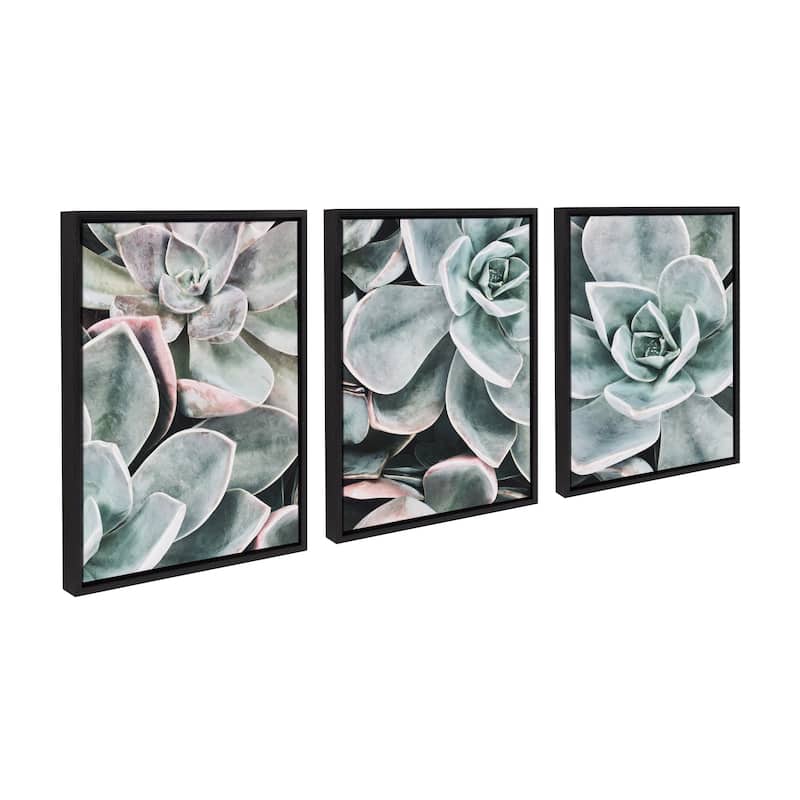 Kate and Laurel Sylvie Floral Canvas Set by The Creative Bunch Studio - Black - 3 Piece 18x24 - Plastic - Black