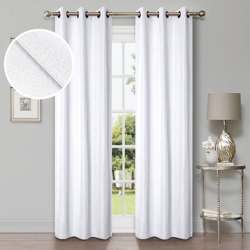 Superior Linen Washable Room Darkening Curtains, Set of 2 Panels - 42" x 84" - Snow White