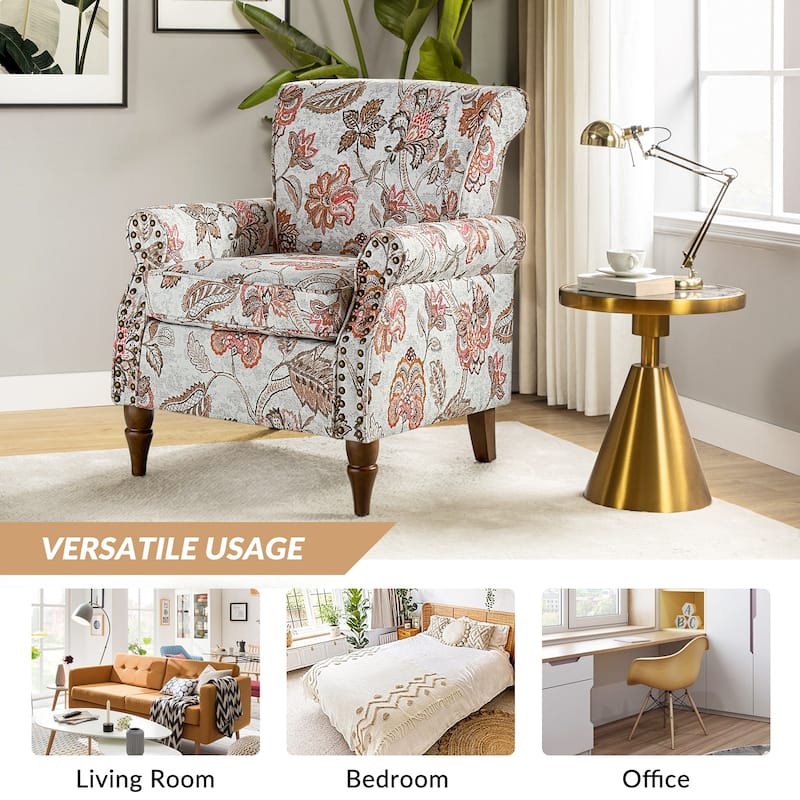 Nyctelius Nailhead Trim Traditional Accent Armchair with Rolled Arms by HULALA HOME