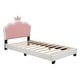 preview thumbnail 24 of 37, Twin Upholstered Platform Bed with Crown-Shaped Headboard, Pink & White Princess Design, Sturdy PU Leather Frame