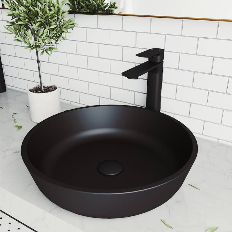 VIGO Giovanni 17"L x 17"W x 6"H Glass Round Vessel Bathroom Sink