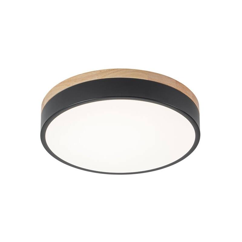 Scandinavian Wooden Accent Round Dimmable LED Flush Mount Light