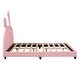 preview thumbnail 15 of 17, Full Size Platform Bed, Cute Leather Platform Bed with Rabbit Ornament, Upholstered Day Bed Frame, Low Profile Single Bed