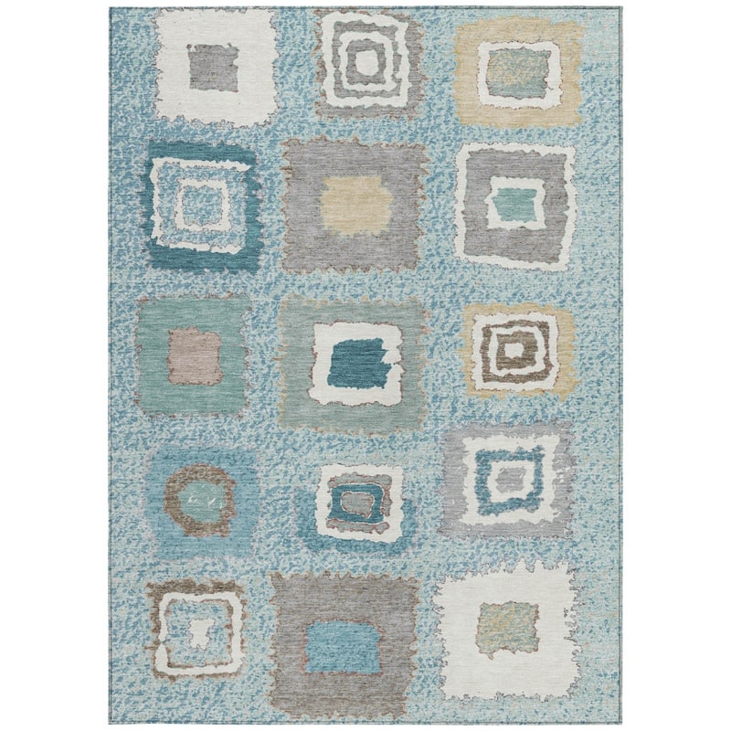 HomeRoots Geometric Transitional Rectangle Outdoor Rug