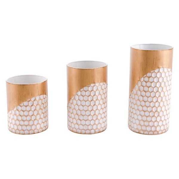 Set Of 3 Candle Holders Gold