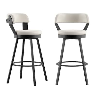 Grinzau Faux Leather Metal Swivel Stools (Set of 2)