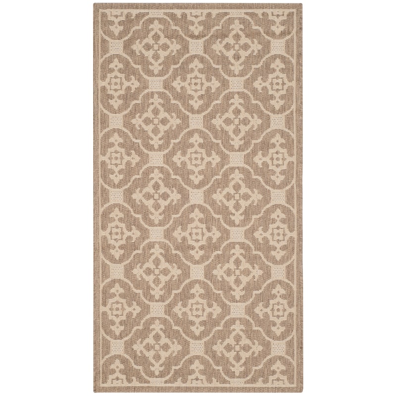 SAFAVIEH Courtyard Birgul Indoor/ Outdoor Waterproof Patio Backyard Rug - 2'7" x 5' - Brown/Creme