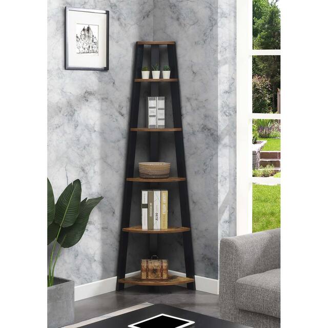 Copper Grove Helena 5 Tier Corner Bookshelf - Barnwood/Black