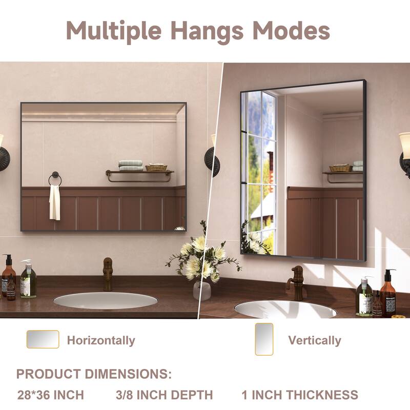 QuivaraView Wall Mounted Aluminum Frame Bathroom Vanity Mirror