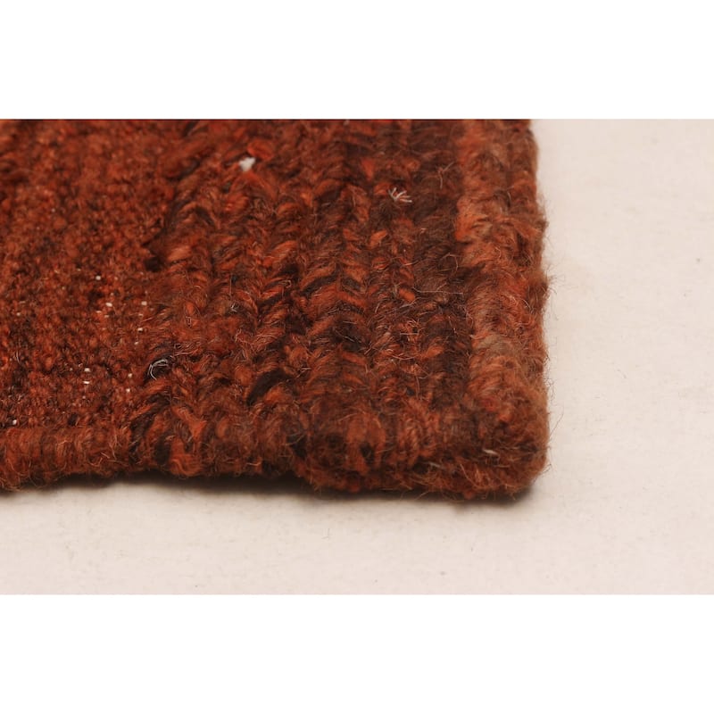ECARPETGALLERY Flat-Weave Natural Burnt Orange Wool Tapestry Kilim - 8'2 x 8'2