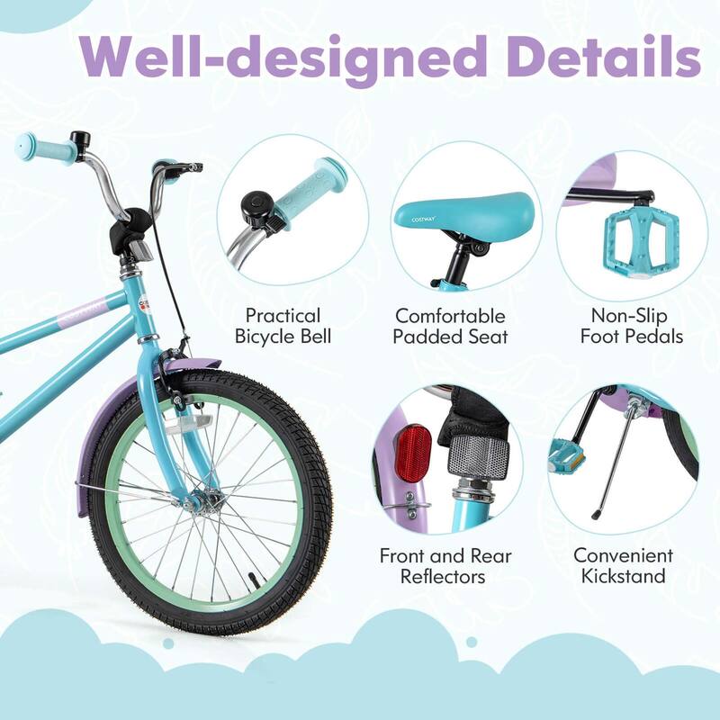 Costway 18" Kids Bike with Adjustable Saddle Handlebar Removable - See Details