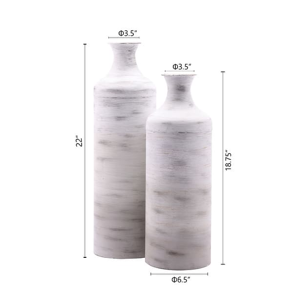 Distressed Grey and White Metal Bottle Vase (Set of 2) Bed Bath