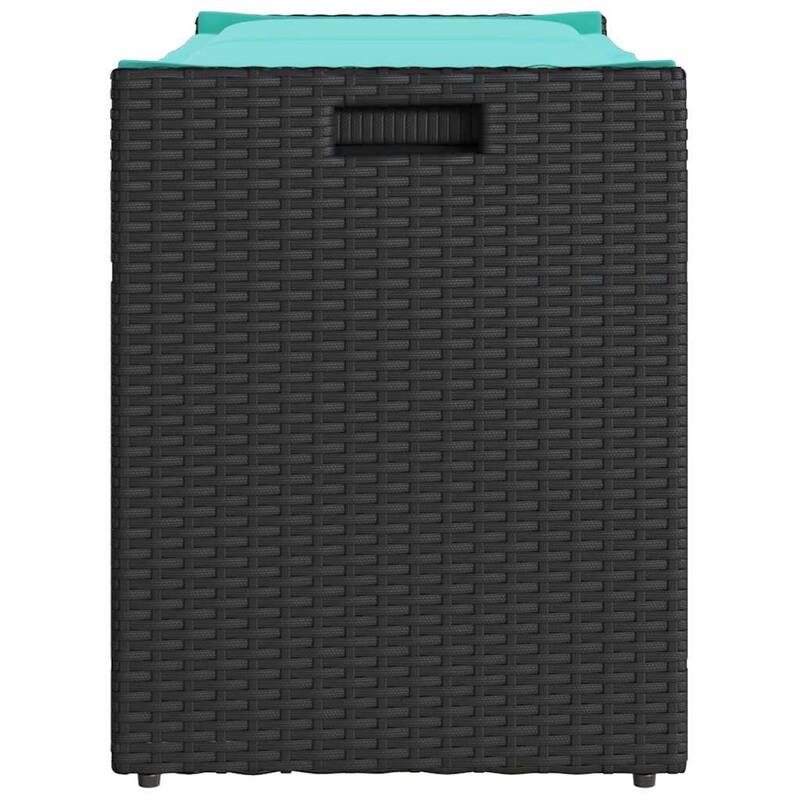 vidaXL Patio Storage Bench with Cushion Black/Brown 39.4" Poly Rattan - 37.4" x 15.6" x 1.2"