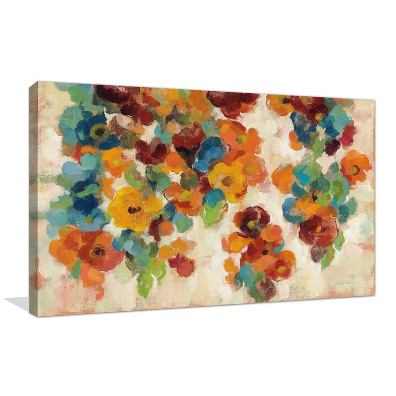 "Spice and Turquoise Florals" Print on Canvas