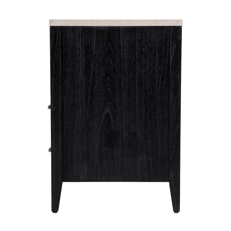 Mayfair 2 Drawer Wood and Marble Nightstand