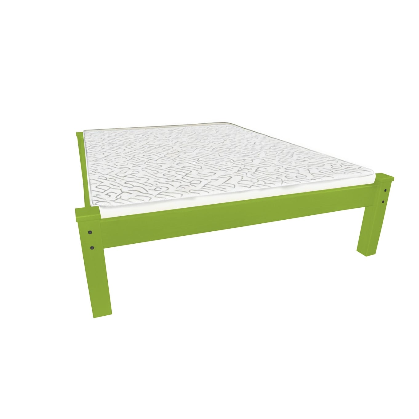 HomeRoots Lime Green Solid Wood Queen Bed Frame - On Sale - Bed