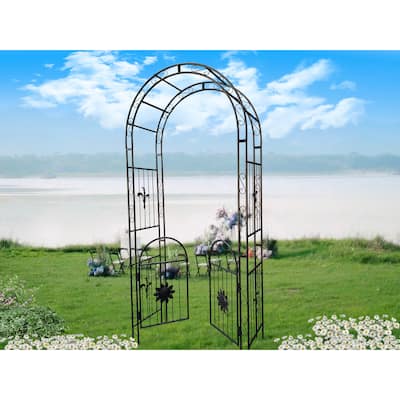 Metal Garden Arch with doors Garden Arbor Trellis Climbing Plants Support Arch Outdoor Arch Wedding Arch Party Events Archway
