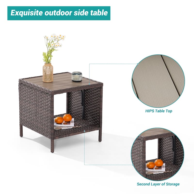 BONOSUKI Outdoor Patio PE Wicker All-Weather Square Coffee Table
