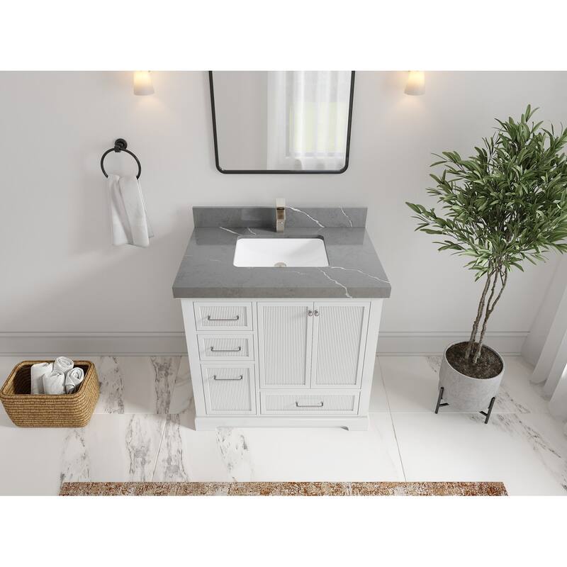 Willow Collections 36 in. W x 22 in. D Alys Center Sink Right Bathroom Vanity with Countertop