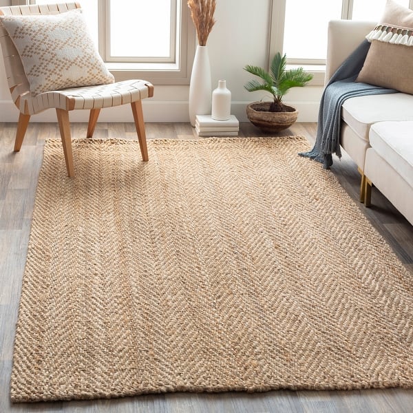 slide 1 of 6, Calcutta Hand Woven Solid Jute Rug 10' x 14' - Tan