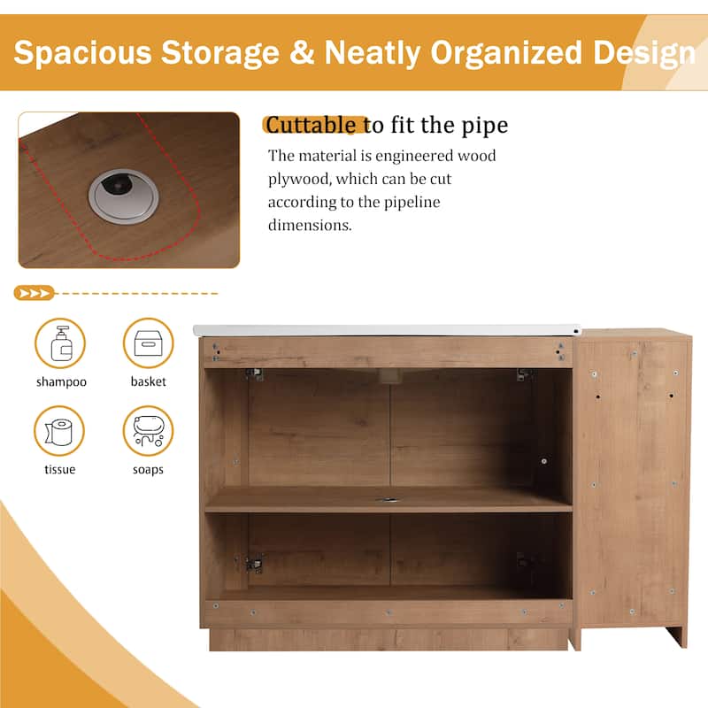 Malwee 36"/40"/48"/52"/60"/64"/84"/92" Bathroom Vanity with Sink, FreeStanding Bathroom Vanity with Door and Adjustable Shelf