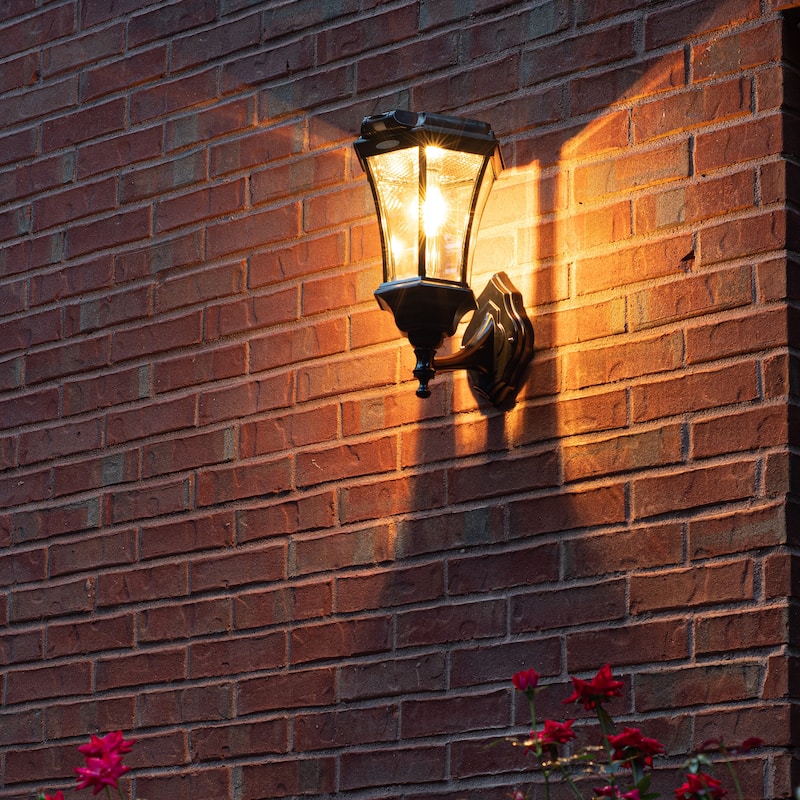 Victorian Bulb Black Solar Light w/Motion Sensor 3' Fitter/Pier/Wall
