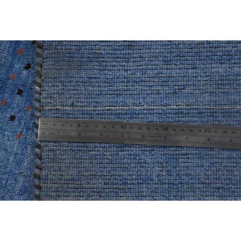 Hand Knotted Oriental 100% Wool Carpet Tribal Animal Pictorial Navy Blue & Blues Gabbeh Area Rug - 9' 8'' X 10' 1''