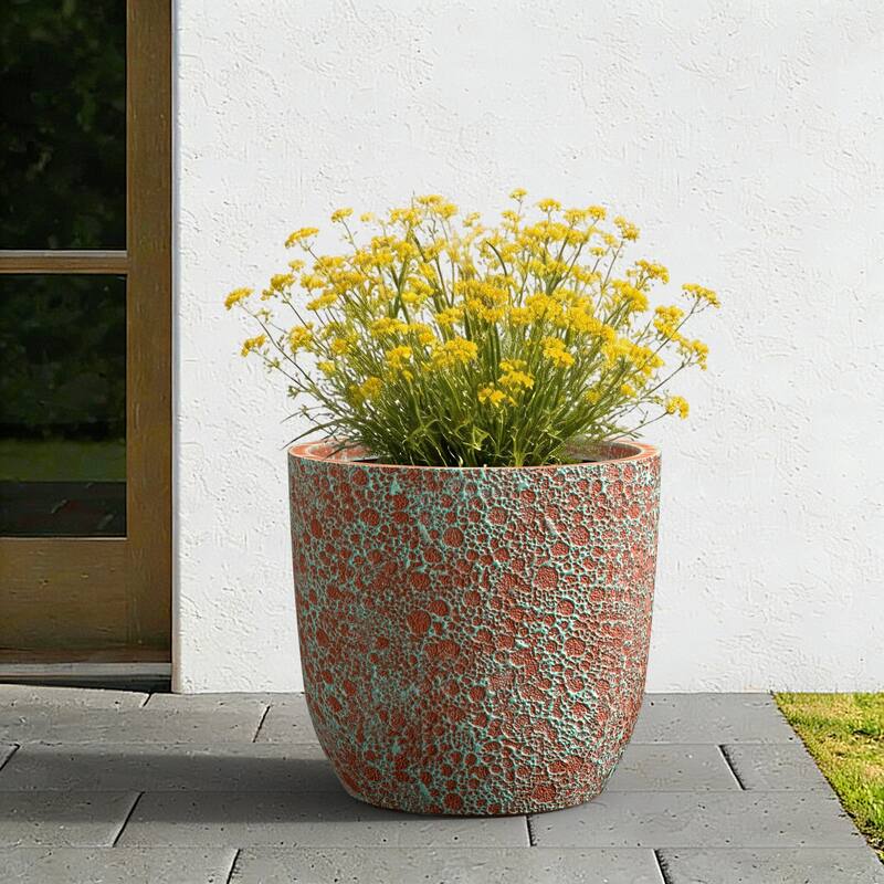 Upgraded Interior Concrete Round Planter with Drainage Holes