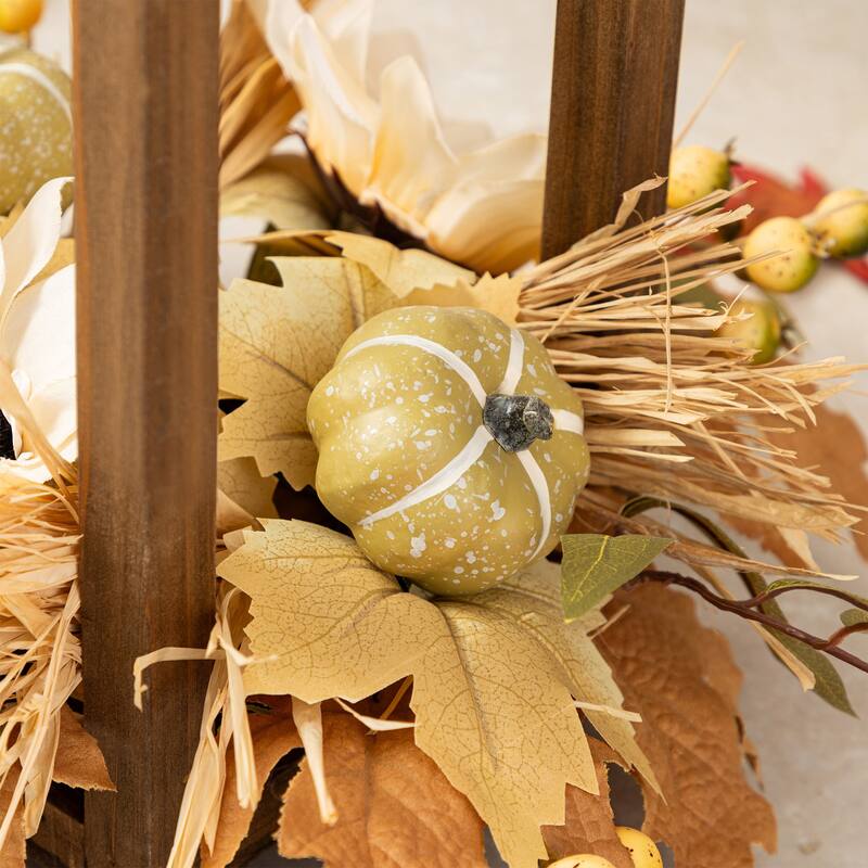 Glitzhome Set of 2 Farmhouse Church Style Hanging Candle Holders Wooden Lanterns Fall Wedding Decor