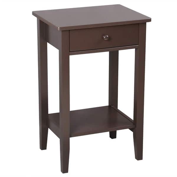 Wood Espresso Nightstand with Drawers, Tall Night Stands for Bedroom