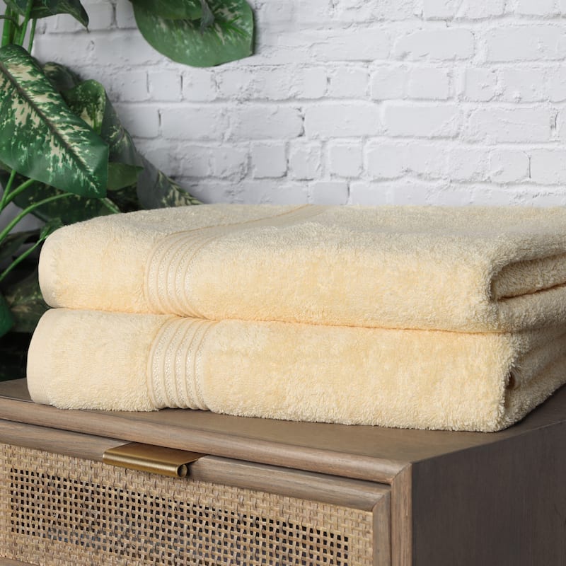 Superior Egyptian Cotton Soft Medium Weight Bath Sheet- (Set of 2) - Canary