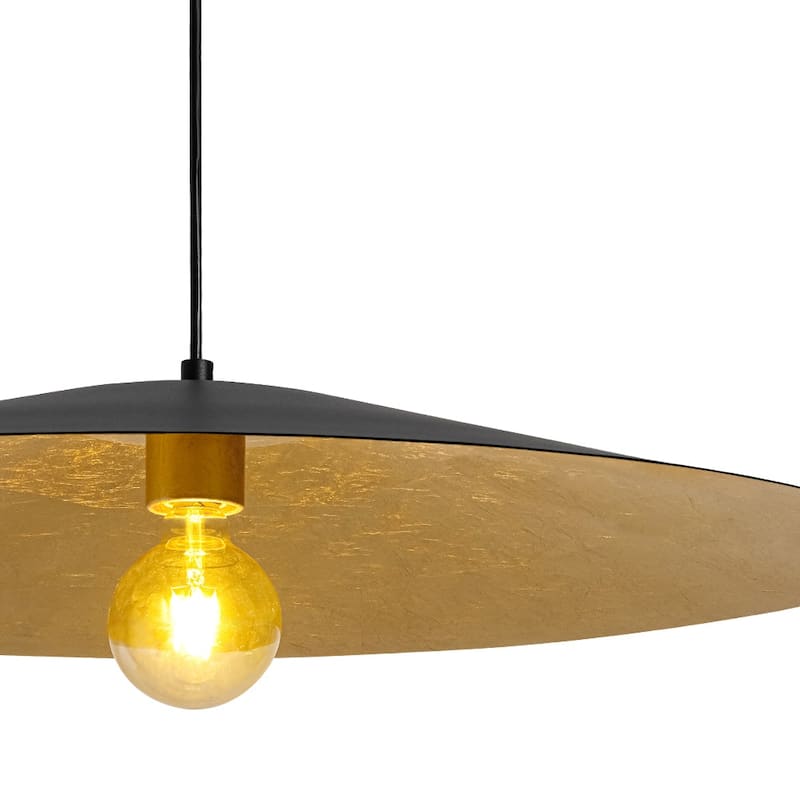 Black Gold 1-light Minimalist Metal Oversized Shallow Cone Pendant
