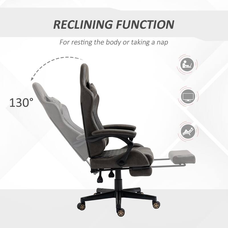 PU Leather 360° Swivel Racing Gaming Recliner with Footrest, Headrest, Lumbar Support, Adjustable Height