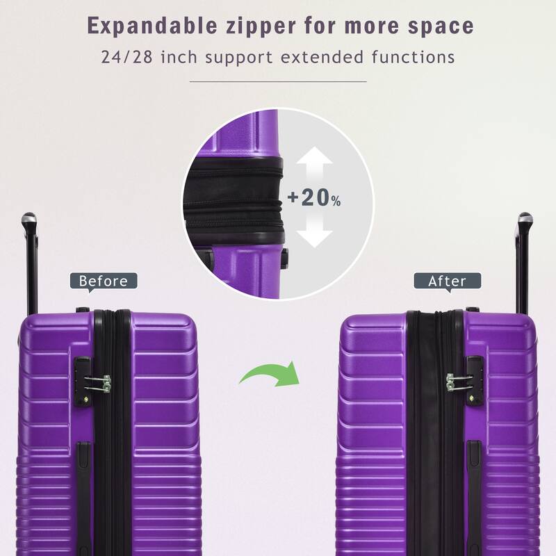 3 Piece Hardshell Luggage Spinner 8 Wheels Suitcase Sets (20"24"28")