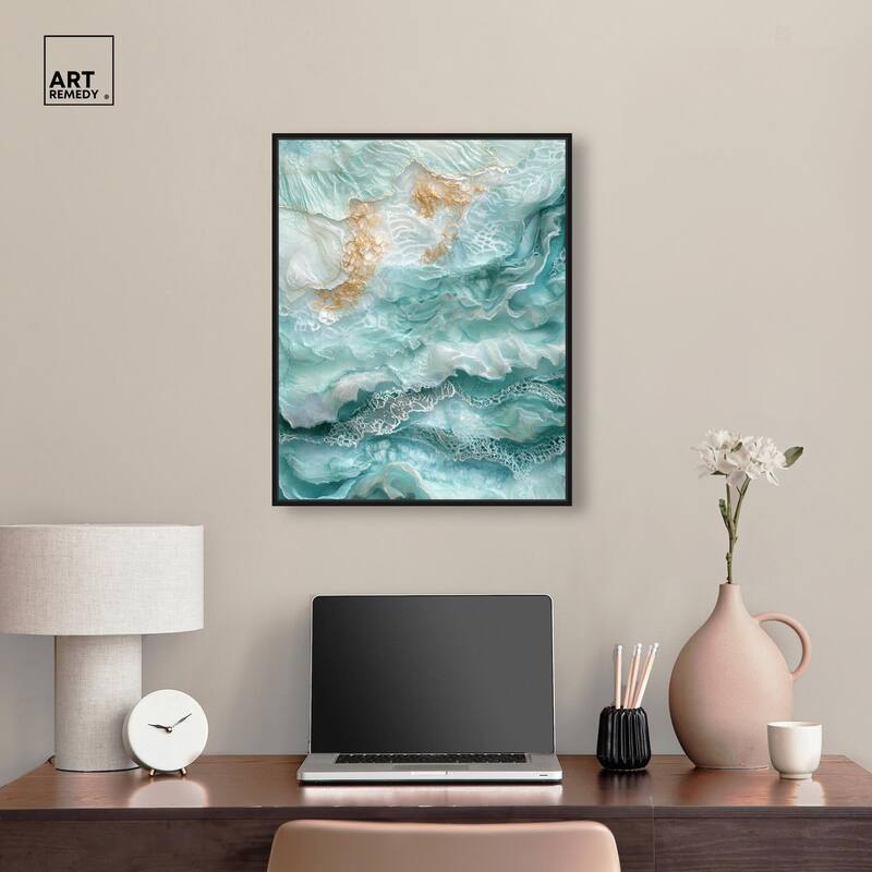 Teal Tiered Turbulence Canvas by Art Remedy
