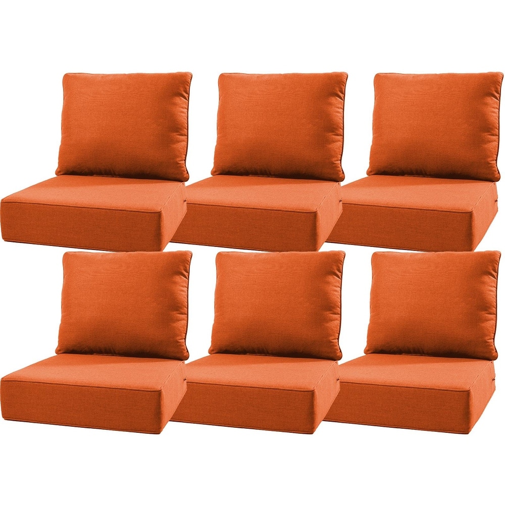 Luxury 6" Outdoor Cushions for Patio Furniture, 24x24x6 Cushion Set, Fade Resistant Replacement Cushions with Removable Cover
