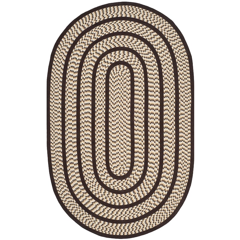 SAFAVIEH, Handmade Braided Jinela Country Rug - 6' x 9' Oval - Ivory/Dark Brown