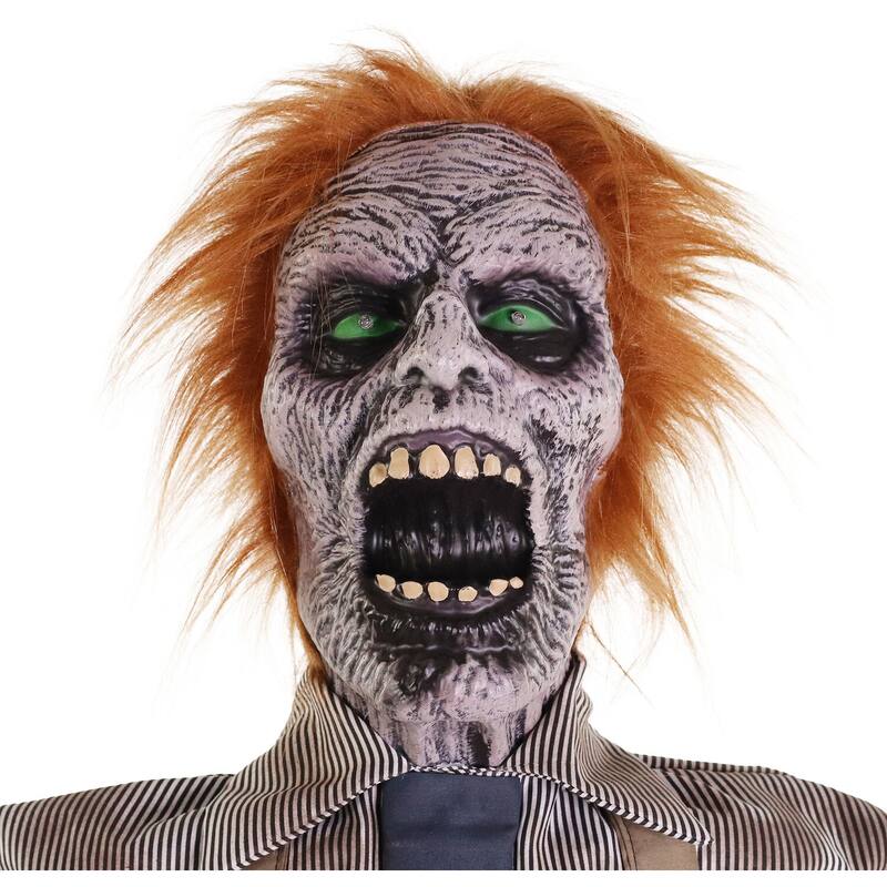 Haunted Hill Farm Animatronic Zombie Carver with Movement, Sound, and Light-Up Eyes for Scary Halloween Decoration