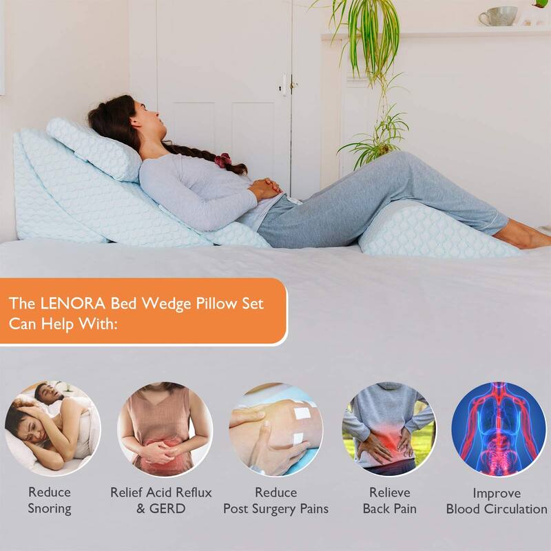 Orthopedic Bed Wedge Pillow Set, Reading Pillow & Back Support for