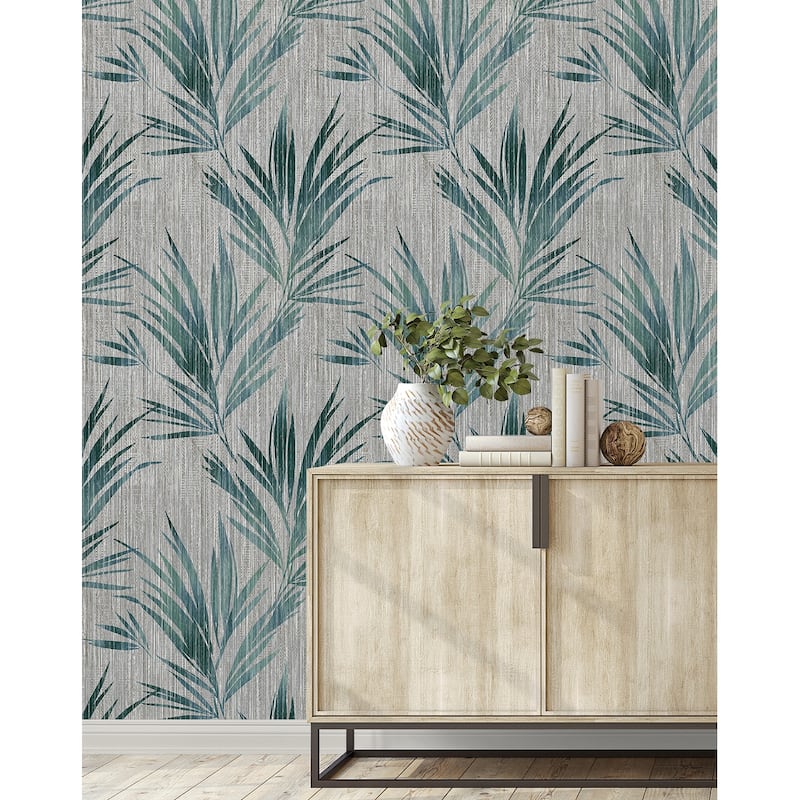 Seabrook Designs Ledonna Leaf Stria Unpasted Wallpaper