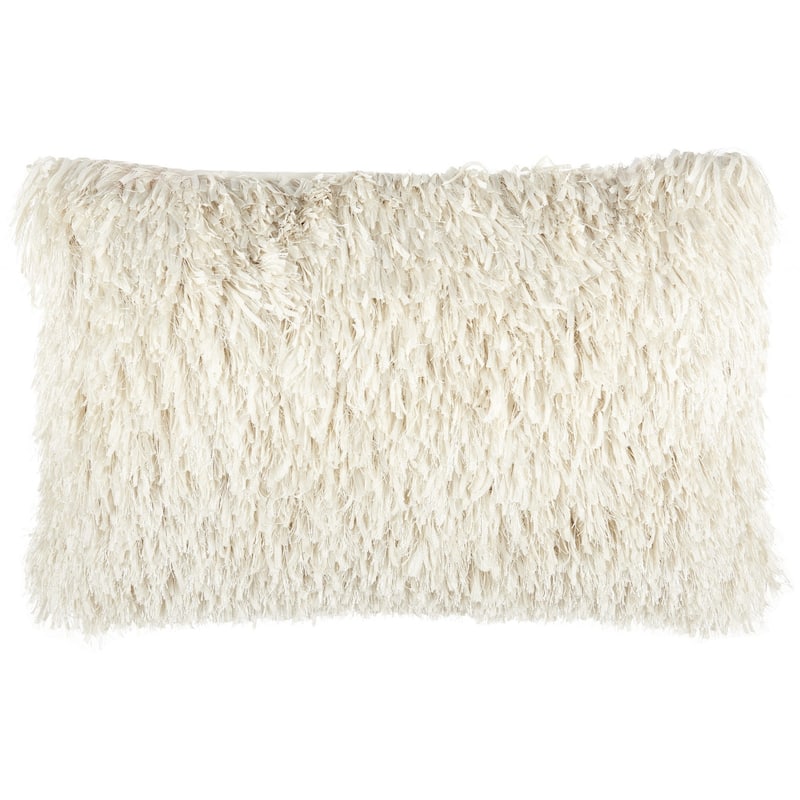 Long Ivory Shag Throw Pillow