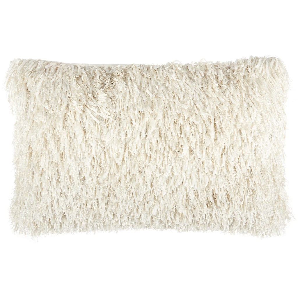 Long Ivory Shag Throw Pillow