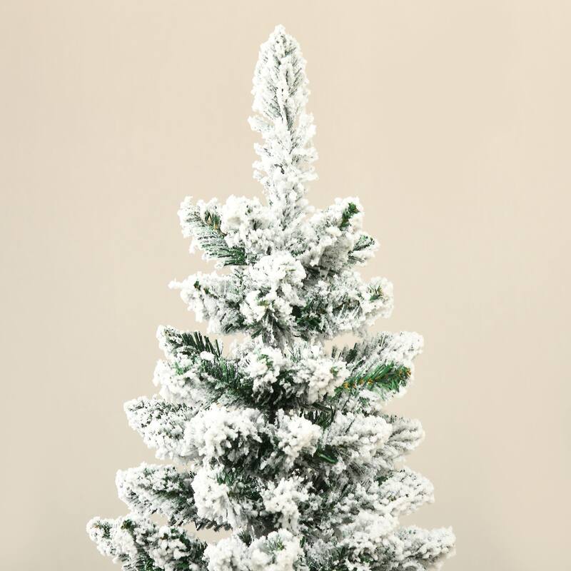 6 ft Snow Flocked Artificial Christmas Tree with 390 Tips for Indoor Holiday Decoration Easy Assembly and Stable Base