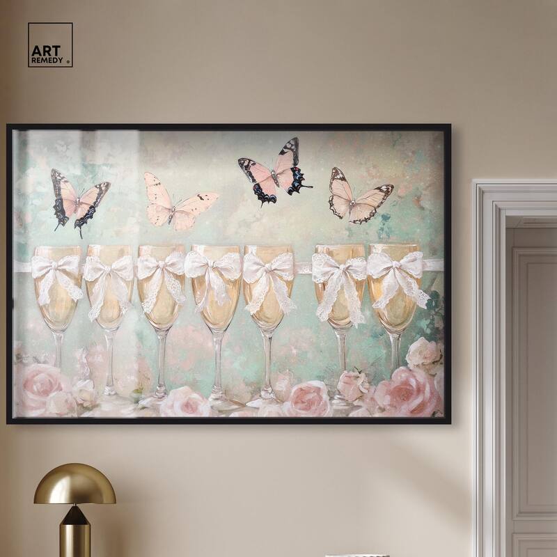 Champagne Mint and Pink Glass Shadowbox by Art Remedy